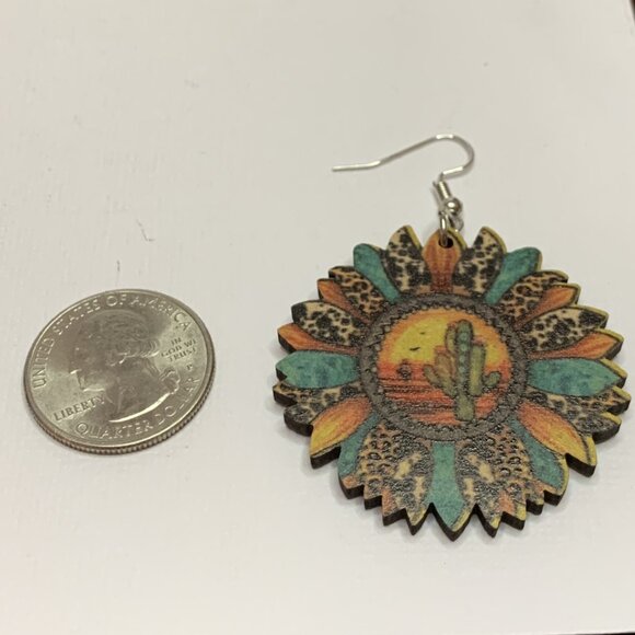 Cactus Earring, Boho Earring, Western Earring, Leopard Print Earring, Gift Idea - Picture 4 of 4